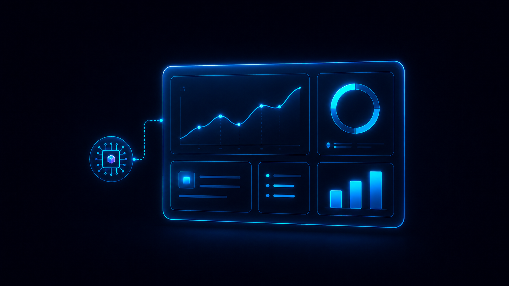 Ilustração representando dashboard, indicadores e inteligência de dados da plataforma.